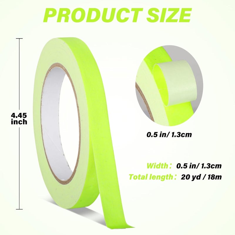 G GEYYANG GEYYANG Spike Tape, Yellow Fluorescent Gaffers Tape 1/2 inch x 20 Yards, Black Light UV Reactive, Multipurpose Fluorescent for Stage Marking, Party and Art Crafts - Image 2